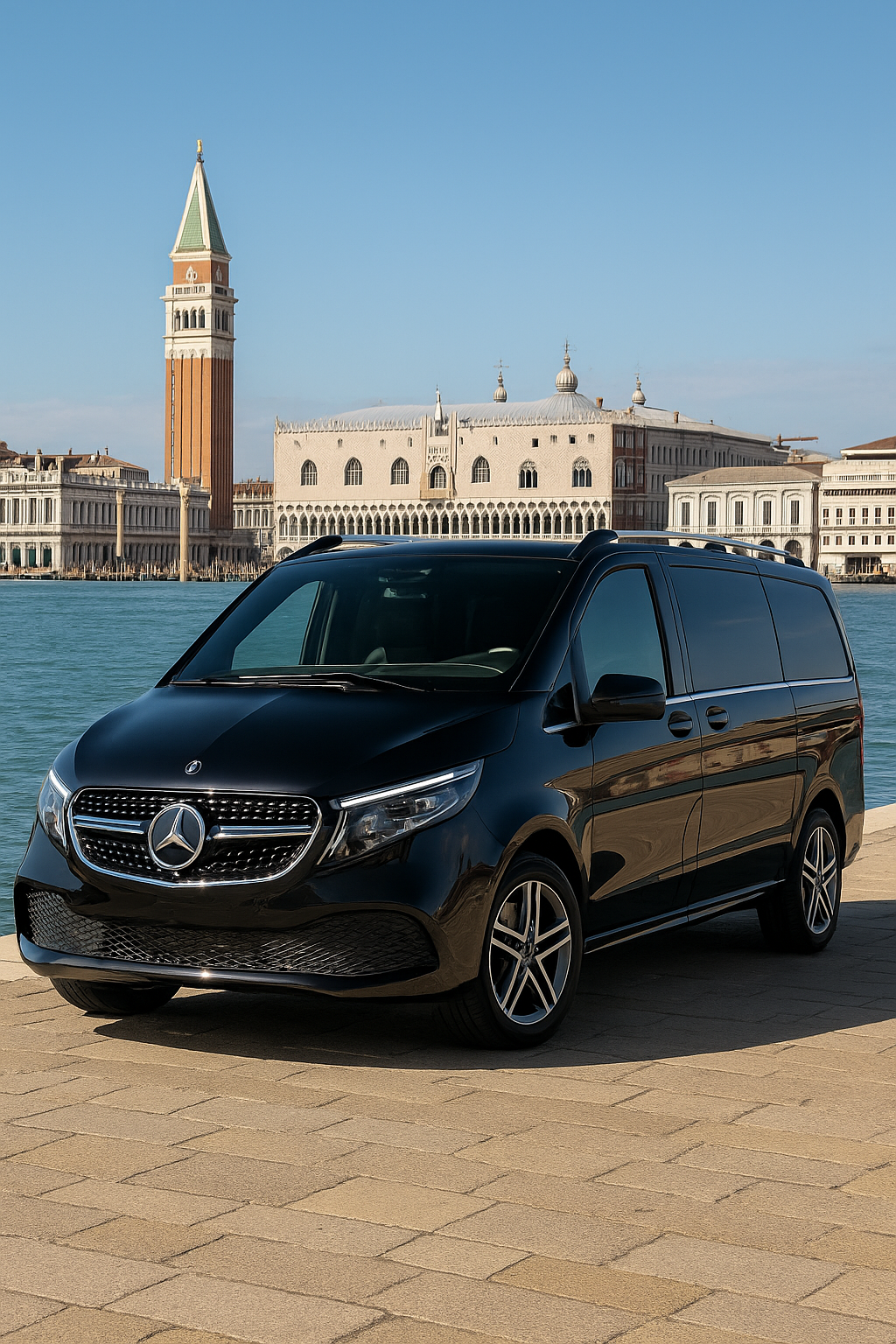 Mercedes-Benz V-Class 2025 luxury van in Venice for private chauffeur tour by Minivan Italy.